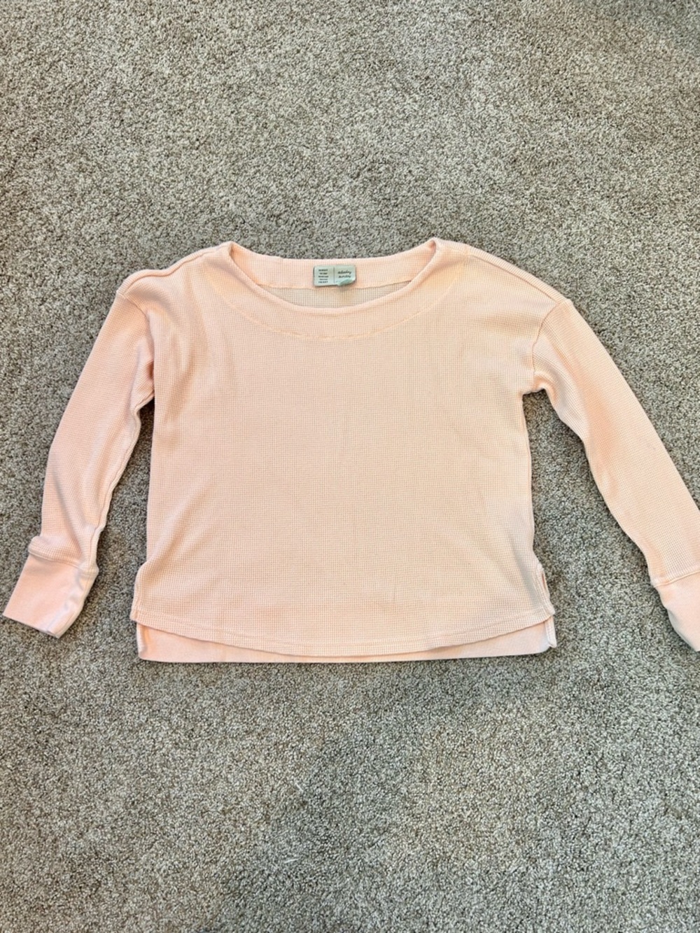 Anthropologie Saturday Sunday waffle knit blush pink oversized top. Balletcore.